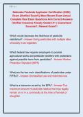 Nebraska Pesticide Applicator Certification &lpar;2026&rpar;  Exam &vert;&vert;Verified Exam&excl;&excl;&vert;&vert; Most Recent Exam Actual  Complete Real Exam Questions And Correct Answers  &lpar;Verified Answers&rpar; Already Graded A&plus; &vert; Guaranteed  Success&excl;&excl; &vert; Newest Exam&excl;&excl;&excl;