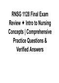 RNSG 1128 Final Exam Review Intro to Nursing Concepts Comprehensive Practice Questions 2025&sol; 2026