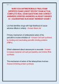 NURS 5334 ANTIMICROBIALS FINAL EXAM  &vert;&vert;VERIFIED EXAM&excl;&excl;&vert;&vert; MOST RECENT EXAM ACTUAL  COMPLETE REAL EXAM QUESTIONS AND CORRECT  ANSWERS &lpar;VERIFIED ANSWERS&rpar; ALREADY GRADED  A&plus; &vert; GUARANTEED SUCCESS&excl;&excl; NEWESST EXAM&excl;&excl;&excl; 