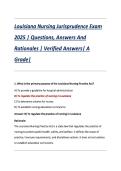 Louisiana Nursing Jurisprudence Exam  2025 &vert; Questions&comma; Answers And  Rationales &vert; Verified Answers&vert; A  Grade&vert; 