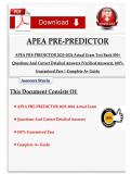 APEA PRE-PREDICTOR    APEA PRE-PREDICTOR 2025-2026 Actual Exam Test Bank 850&plus;  850&plus;  Questions And Correct Detailed Answers &lpar;Verified Answers&rpar;&comma; 100&percnt;   Guaranteed Pass &vert; Complete A&plus; Guide 