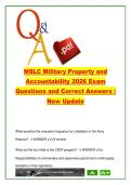 MSLC Military Property and Accountability 2026 &ndash; 180&plus; Exam Questions & Correct Answers &ndash; CSDP&comma; AR 710-2 & AR 735-5