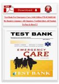 Test Bank for Emergency Care&comma; 14th Edition ISBN NUMBER 978-0136681168 by Daniel J&period; Limmer &vert; All Chapters &vert; Verified Q&A &vert; Complete Solution