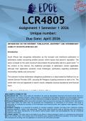 LCR4805 Assignment 1 &lpar;ANSWERS&rpar; Semester 1 2026 - DISTINCTION GUARANTEED