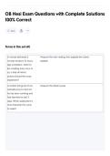 OB Hesi Exam Questions with Complete Solutions 100&percnt; Correct