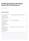 OB HESI Exam Questions with Complete Solutions 100&percnt; Correct &lpar;Grade A&plus;&rpar;