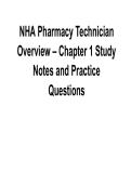 NHA Pharmacy Technician Overview Chapter 1 Study Notes and Practice Questions Complete Guide 2025&sol; 2026