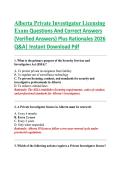 Alberta Private Investigator Licensing  Exam Questions And Correct Answers  &lpar;Verified Answers&rpar; Plus Rationales 2026  Q&A&vert; Instant Download Pdf 