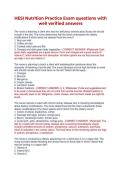 Updated HESI Nutrition Practice Questions with Reliable Verified Answers