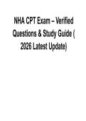NHA CPT Exam Verified Questions and Study Guide &vert; Certified Phlebotomy Technician Exam Prep Latest 2026 Update