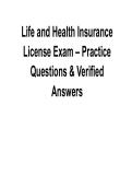 Life and Health Insurance License Exam Practice Questions and Verified Answers &lpar;Set 1&rpar; &vert; Complete Exam Prep Latest 2026 Update