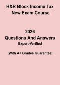 H&R Block Income Tax New Exam Course Study Guide PDF &vert; Updated Practice Questions & Comprehensive Review