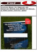 Solutions Manual for Numerical and Analytical Methods with MATLAB 1st Edition by Bober