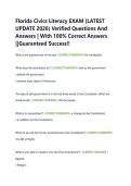 Florida Civics Literacy EXAM &lpar;LATEST  UPDATE 2026&rpar; Verified Questions And  Answers &vert; With 100&percnt; Correct Answers  &vert;&vert;Guaranteed Success&excl;&excl;
