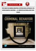e Test Bank for Criminal Behavior&colon; A Psychological Approach 11th Edition by Curt R&period; Bartol & Anne M&period; Bartol&period; Includes chapters 1-16 with multiple-choice questions&comma; answers&comma; and rationales&period;