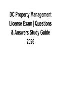 DC Property Management License Exam Questions and Answers Study Guide &vert; Complete Prep Latest 2026 Update
