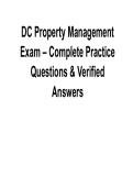 DC Property Management Exam &ndash; Complete Practice Questions and Verified Answers &vert; Comprehensive Exam Prep Latest 2026 Update