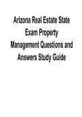 Arizona Real Estate State Exam Property Management Questions and Answers Study Guide &vert; Complete Prep Latest 2026 Update