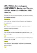LRA 217 FINAL Exam study guide  COMPLETE EXAM Questions and Answers  &lpar;Verified Answers&rpar; &lpar;Latest Update 2026&rpar;  UPDATE&excl;&excl; 
