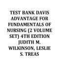 TEST BANK DAVIS ADVANTAGE FOR FUNDAMENTALS OF NURSING &lpar;2 VOLUME SET&rpar; 4TH EDITION JUDITH M&period; WILKINSON&comma; LESLIE S&period; TREAS