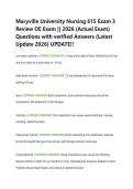 Maryville University Nursing 615 Exam 3  Review OE Exam &vert;&vert; 2026 &lpar;Actual Exam&rpar;  Questions with verified Answers &lpar;Latest  Update 2026&rpar; UPDATE&excl;&excl; 