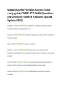 Massachusetts Pesticide License Exam  study guide COMPLETE EXAM Questions  and Answers &lpar;Verified Answers&rpar; &lpar;Latest  Update 2026&rpar; 