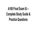 A100 Final Exam IU &ndash; Complete Study Guide and Practice Questions &vert; Latest 2026 Exam Prep