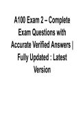 A100 Exam 2 &ndash; Complete Exam Questions with Accurate Verified Answers &vert; Fully Updated Latest 2026