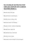 PAX VOCABULARY NLN PRACTICE STUDY GUIDE 2026 QUESTIONS WITH COMPLETE SOLUTIONS GRADED A&plus;