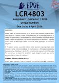 LCR4803 Assignment 2 &lpar;ANSWERS&rpar; Semester 1 2026 - DISTINCTION GUARANTEED