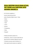 PDGA CERTIFIED RULES EXAM ACTUAL TEST PAPER 2026 QUESTIONS WITH ANSWERS GRADED A&plus;
