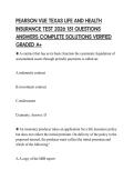 PEARSON VUE TEXAS LIFE AND HEALTH INSURANCE TEST 2026 151 QUESTIONS ANSWERS COMPLETE SOLUTIONS VERIFIED GRADED A&plus;