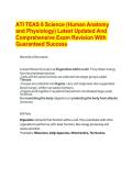 ATI TEAS 6 Science &lpar;Human Anatomy and Physiology&rpar; Latest Updated And Comprehensive Exam Revision With Guaranteed Success 