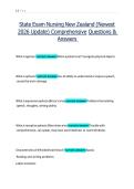 State Exam Nursing New Zealand &lpar;Newest 2026 Update&rpar; Comprehensive Questions & Answers 