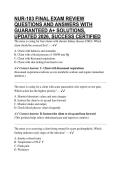 NUR-103 FINAL EXAM REVIEW QUESTIONS AND ANSWERS WITH GUARANTEED A&plus; SOLUTIONS&comma; UPDATED 2026&comma; SUCCESS CERTIFIED