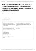 HEMODIALYSIS ANDERSON CCHT PRACTICE EXAM Questions with 100&percnt; Correct Answers &vert; Verified &vert;&vert; ACTUAL EXAM 2026 TEST&excl;&excl; Graded A&plus; &vert; 2025&vert;2026 EXAM UPDATE