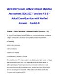 WGU D487 Secure Software Design Objective Assessment 2026&sol;2027&colon; Versions A & B &ndash; Actual Exam Questions with Verified Answers &ndash; Graded A&plus;