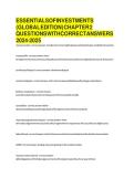 ESSENTIALS OF INVESTMENTS &lpar;GLOBAL EDITION&rpar; CHAPTER 2 QUESTIONS WITH CORRECT ANSWER