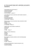 AV TECH QUESTIONS WITH VERIFIED ACCURATE ANSWERS