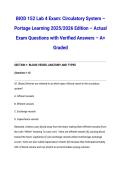 BIOD 152 Lab 4 Exam&colon; Circulatory System &ndash; Portage Learning 2025&sol;2026 Edition &ndash; Actual Exam Questions with Verified Answers &ndash; A&plus; Graded