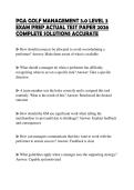 PGA GOLF MANAGEMENT 3&period;0 LEVEL 3 EXAM PREP ACTUAL TEST PAPER 2026 COMPLETE SOLUTIONS ACCURATE