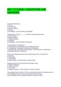 BIO 112 EXAM 1 QUESTIONS AND ANSWERS