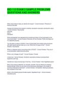 BIO 112 EXAM 3 SAMPLE PROBLEMS QUESTIONS AND ANSWERS