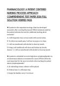 PHARMACOLOGY A PATIENT CENTERED NURSING PROCESS APPROACH COMPREHENSIVE TEST PAPER 2026 FULL SOLUTION VERIFIED PASS