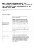 WGU - Financial Management C214 Pre-Assessment &lpar;PA&rpar; with Rationale&excl;&comma; Pre-Assessment Exam C214 &vert; Complete Questions with Correct Answers 2026&sol;2027