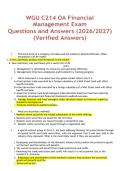 WGU C214 OA Financial Management Exam Questions and Answers &lpar;2026&sol;2027&rpar; &lpar;Verified Answers&rpar;