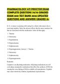 PHARMACOLOGY ATI PROCTOR EXAM COMPLETE QUESTIONS 70&sol;70 GRADED EXAM 2021 TEST BANK 2026 UPDATED QUESTIONS AND ANSWERS GRADED A&plus;