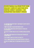 HCA204 Palliative Care EXAM STUDY GUIDE 2026&sol;2027 COMPLETE QUESTIONS WITH VERIFIED CORRECT ANSWERS &vert;&vert; 100&percnt; GUARANTEED PASS NEWEST VERSION