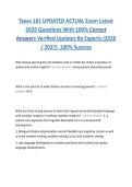 Texes 181 UPDATED ACTUAL Exam Latest  2026 Questions With 100&percnt; Correct  Answers Verified Updates By Experts &lpar;2026  &sol; 2027&rpar;  100&percnt; Success