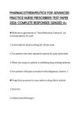 PHARMACOTHERAPEUTICS FOR ADVANCED PRACTICE NURSE PRESCRIBERS TEST PAPER 2026 COMPLETE RESPONSES GRADED A&plus;